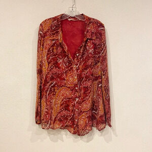 Soft Surroundings Crinkle Paisley Blouse Size 1X EUC